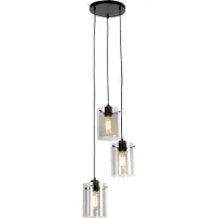 QAZQA Slimme hanglamp zwart met smoke glas incl. 3 Wifi ST64 - Dome