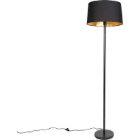 QAZQA Smart vloerlamp zwart met zwarte kap 45 cm incl. Wifi A60 - Simplo