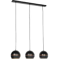 QAZQA Smart hanglamp zwart met gouden binnenkant 3-lichts incl. Wifi ST64 - Buell