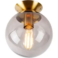 QAZQA Slimme plafondlamp messing met smoke glas incl. WiFi ST64 - Pallon