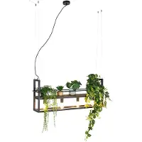 QAZQA Smart hanglamp zwart met hout en rek 4-lichts incl. Wifi A60 - Cage Rack
