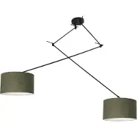 QAZQA Smart hanglamp zwart met kap 35 cm groen incl. 2 Wifi A60 - Blitz