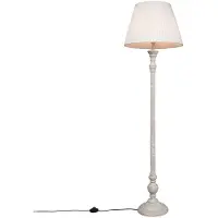 QAZQA Smart vloerlamp grijs met witte plissé kap incl. Wifi A60 - Classico