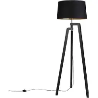 QAZQA Smart vloerlamp tripod met kap zwart met goud 50 cm incl. Wif A60 - Puros