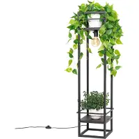 QAZQA Smart industriële vloerlamp zwart incl. Wifi G95 - Cage Rack