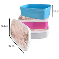 MuchoWow Broodtrommel Blauw - Lunchbox Marmer - Roze - Luxe - Marmerlook - Glitter - Design - Brooddoos 18x12x6 cm - Brood lunch box - Broodtrommels voor kinderen en volwassenen