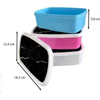 MuchoWow Broodtrommel Blauw - Lunchbox Marmer look - Zwart - Luxe - Brooddoos 18x12x6 cm - Brood lunch box - Broodtrommels voor kinderen en volwassenen