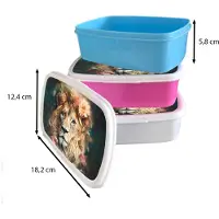 MuchoWow Broodtrommel Roze - Lunchbox Leeuw - Leeuwenkop - Wilde dieren - Bloemen - Brooddoos 18x12x6 cm - Brood lunch box - Broodtrommels voor kinderen en volwassenen