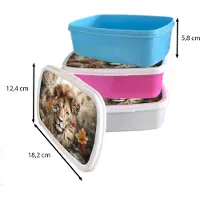 MuchoWow Broodtrommel Roze - Lunchbox Leeuw - Wilde dieren - Planten - Natuur - Bloemen - Brooddoos 18x12x6 cm - Brood lunch box - Broodtrommels voor kinderen en volwassenen