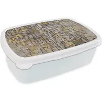 MuchoWow Broodtrommel Wit - Lunchbox Mondriaan - Kunst - Oude meesters - Tableau I - Brooddoos 18x12x6 cm - Brood lunch box - Broodtrommels voor kinderen en volwassenen