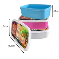 MuchoWow Broodtrommel Roze - Lunchbox Olieverf - Amsterdam - Kunst - Kleurrijk - Brooddoos 18x12x6 cm - Brood lunch box - Broodtrommels voor kinderen en volwassenen