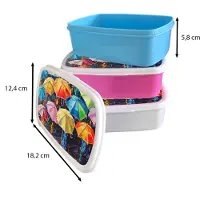 MuchoWow Broodtrommel Roze - Lunchbox Paraplu's - Schilderij - Kunst - Regenboog - Brooddoos 18x12x6 cm - Brood lunch box - Broodtrommels voor kinderen en volwassenen