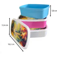 MuchoWow Broodtrommel Blauw - Lunchbox Landschap - Olieverf - Rivier - Kleurrijk - Brooddoos 18x12x6 cm - Brood lunch box - Broodtrommels voor kinderen en volwassenen