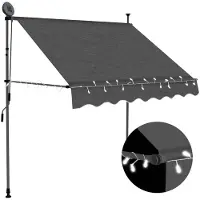 vidaXL Luifel handmatig uitschuifbaar met LED 100 cm antracietkleurig