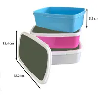 MuchoWow Broodtrommel Wit - Lunchbox Groen - Effen kleur - Olijfgroen - Brooddoos 18x12x6 cm - Brood lunch box - Broodtrommels voor kinderen en volwassenen