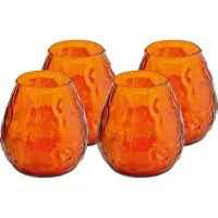 Trend Candles Windlicht kaars - 10x - oranje - 48 branduren - Glas - 10 x 10 cm - Terraskaarsen/tuinkaarsen