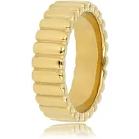 My Bendel - Goudkleurige Ring met Ribbels - Eigentijds en Stijlvol Ontwerp - met Luxe Cadeauverpakking | Sieraden Voor Dames | Maat 17.00 Mm / Maat 53