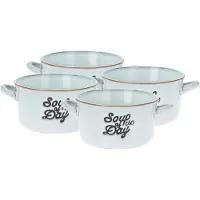 Excellent houseware Soepkommen/serveer schaaltjes - 4x - porselein - 500ml - lichtblauw - met oor