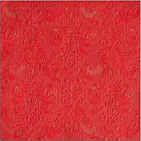 Ambiente Servetten Luxe - 15x stuks - 40 x 40 cm - rood - barok patroon - 3 laags