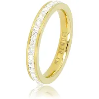 My Bendel - Ring met Zirkonia Steentjes Goudkleurig 3 Mm - Ring met Zirkonia Steentjes • 3 Mm • Goudkleurig - met Luxe Cadeauverpakking | Sieraden Voor Dames | Maat 18.00 Mm / Maat 57
