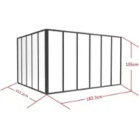 Vente-unique Glazen hoekbinnenraam met industriële stijl van gepoedercoat aluminium - L180 x L150 x H105 - Zwart - BAYVIEW