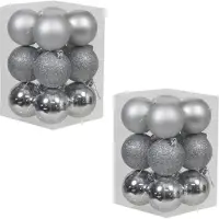 Othmar decorations 36x Zilveren kunststof kerstballen 6 cm - Glans/mat/glitter - Onbreekbare plastic kerstballen zilver