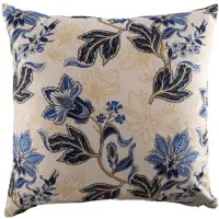 Tiseco - Kussen (gevuld) - Bloementekening print - 45x45 cm, blauw beige