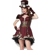 Vegaoo - Bordeaux rood Steampunk kostuum voor vrouwen