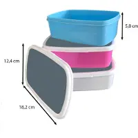 MuchoWow Broodtrommel Roze - Lunchbox Kleuren - Blauw - Interieur - Brooddoos 18x12x6 cm - Brood lunch box - Broodtrommels voor kinderen en volwassenen