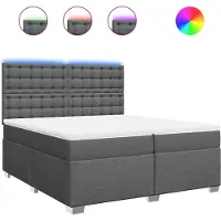 vidaXL Boxspringbed met matras, donkergrijs, 200x200 cm, gestoffeerd