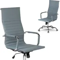Sofotel Tokio - Bureaustoel - Modern Design - Grijs Eco-leder - Chromen Accenten