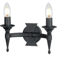 Elstead Lighting Wandlamp SAXON, dimbaar, zwart, Woon-/ Eetkamer, metaal, Landelijk, wandlamp
