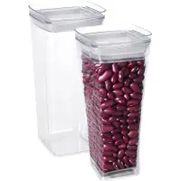 Excellent houseware Voorraadpot - 2x - met deksel - 1,7L - kunststof - transparant - voorraadbus - Voorraadpot