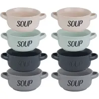 Cosy & Trendy Soepbekers/soepkommen - set 8x stuks - 13 x 6.5 cm - 470 ml - keramiek - mix kleuren - Kommetjes