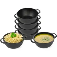 Forte Plastics Plasticforte Soepkommen met hengsels - 8x - Campinglife - kunststof - D11 x H5 cm - zwart - Kommetjes