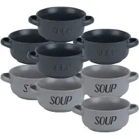 Cosy & Trendy Soepbekers/soepkommen - set 8x stuks - 13 x 6.5 cm - 470 ml - keramiek - mix kleuren - Kommetjes