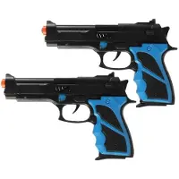 Jonotoys Politie speelgoed pistool - 2x - kind en volwassenen - verkleed rollenspel - plastic - 22 cm - Speelgoedpistool