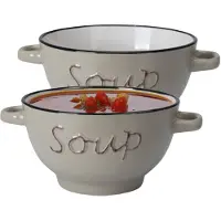 Excellent houseware Soepkommen/serveer schaaltjes - 2x - Gres - porselein - D14 x H78 cm - bruin - Kommetjes