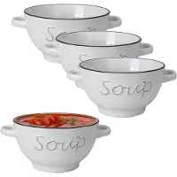 Excellent houseware Soepkommen/serveer schaaltjes - 8x - Gres - porselein - D14 x H78 cm - wit - Kommetjes