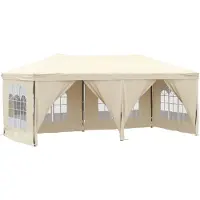 vidaXL Partytent inklapbaar met zijwanden 3x6 m crèmekleurig