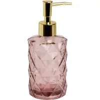 Intirilife zeepdispenser van glas in lichtroze met ruitpatroon - 310ml inhoud - dispenser voor zeepdispenser handzeepdispenser voor keuken badkamer navulbaar met pompje