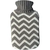 Migros Warmwaterkruik in gebreide hoes - 2 liter - grijs - 31 x 19 cm