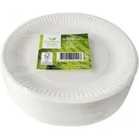 Papstar 50 x kartonnen borden Nature Kraft karton WIT 15cm/Wegwerp servies - Feest/verjaardag/BBQ/Picknick borden Milieuvriendelijk /Wegwerp bordjes karton