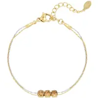 Yehwang Armband goud/zilver met beige steen - stainless steel