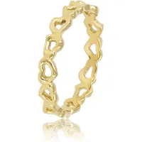 My Bendel - Ring Goudkleurig met Hartje - Goudkleurige Ring - Open Hartjes Patroon - Hypoallergeen - met Luxe Cadeauverpakking | Sieraden Voor Dames | Maat 19.00 Mm / Maat 60