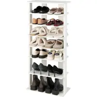 Costway SureDeal - Schoenenkast - Schoenenrek - 7 Niveaus - Schoenenkast - 14 Paar Schoenen - Wit - 47x25,5x110 cm - Gangkast - Opbergsysteem