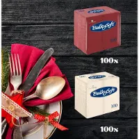 BulkySoft Servetten Crème en Bordeaux Rood 1/8 Vouw - Servet - Napkins - Napkin - Luxe Servetten - Restaurant - Lunch - Dinner - cellulose - Servetten 2-laags 40x40 cm 1/8 vouw - 200 stuks