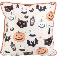 Something Different - 35cm Square Spooky Cat and Pumpkin Print Kussen - Multicolours
