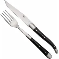 Laguiole Knife and Fork TF2MINEB Ebony, 2-delige bestekset, gematteerd