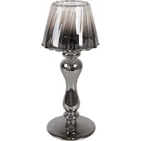 Clayre & Eef Waxinelichthouder Ø 9x22 cm Grijs Glas